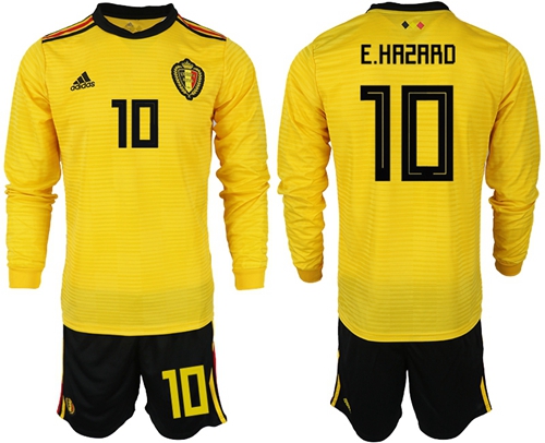 Belgium #10 E.Hazard Away Long Sleeves Soccer Country Jersey